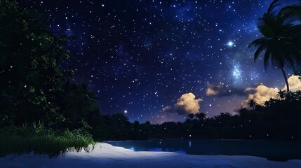 Fototapeta premium nature in the night, nature at the starry night, starry night nature
