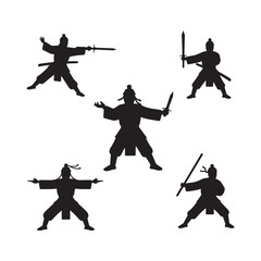 silhouettes of soldiers character icons set vector design illustrations