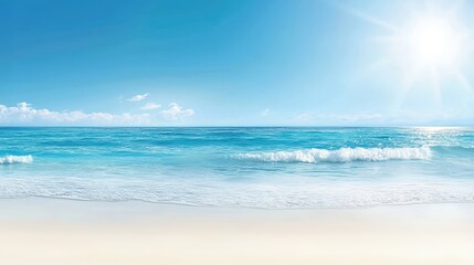 Fototapeta premium Stunning beach paradise, crystal clear waters and azure skies beckon tranquil