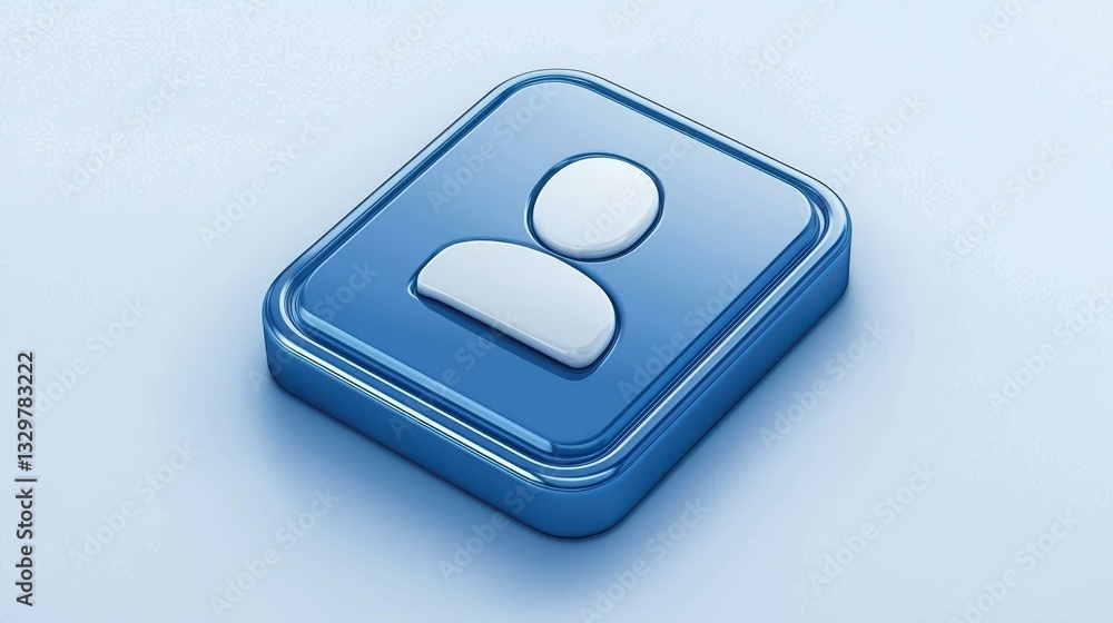 Poster vibrant blue square button with contrasting white center, modern element for web and mobile design