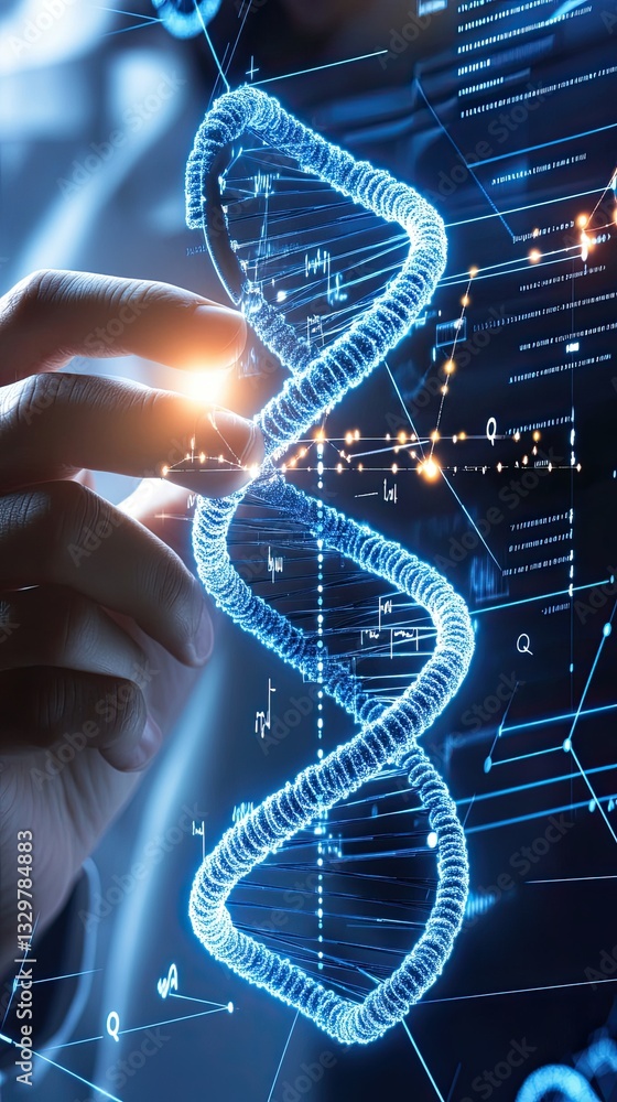 Aufkleber digital representation of dna structure with data analysis elements