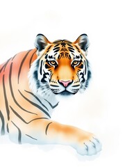 Naklejka premium Soft Watercolor Painting of Tiger Stripes on a Calm Pastel Palette