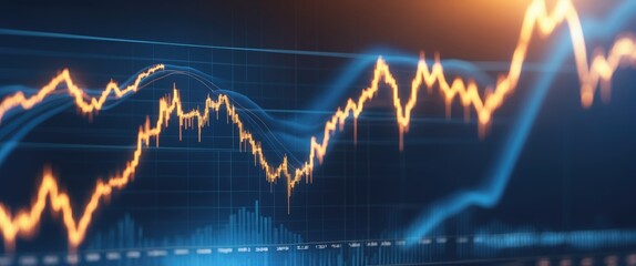 Stock market graph and financial chart. Assess finance volume of stock exchange using graph and chart technology. High-quality image.