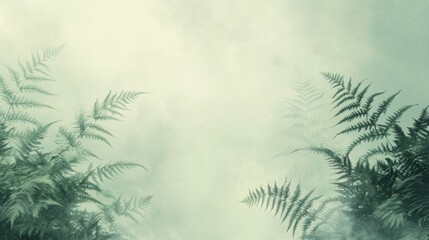 Obraz premium Misty Green Fern Leaves in a Forest