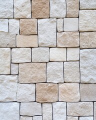 Obraz premium Beige and White Stone Wall Texture Background