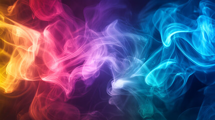 Obraz premium of bright rainbow-colored smoke forming delicate waves in a harmonious blend 