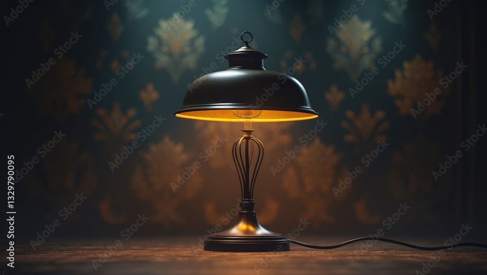 Poster table lamp on a patterned background