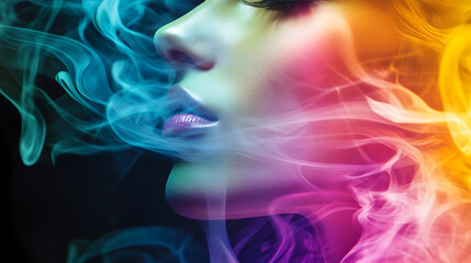 smoke swirls twisting and intertwining in a mesmerizing display of colors 