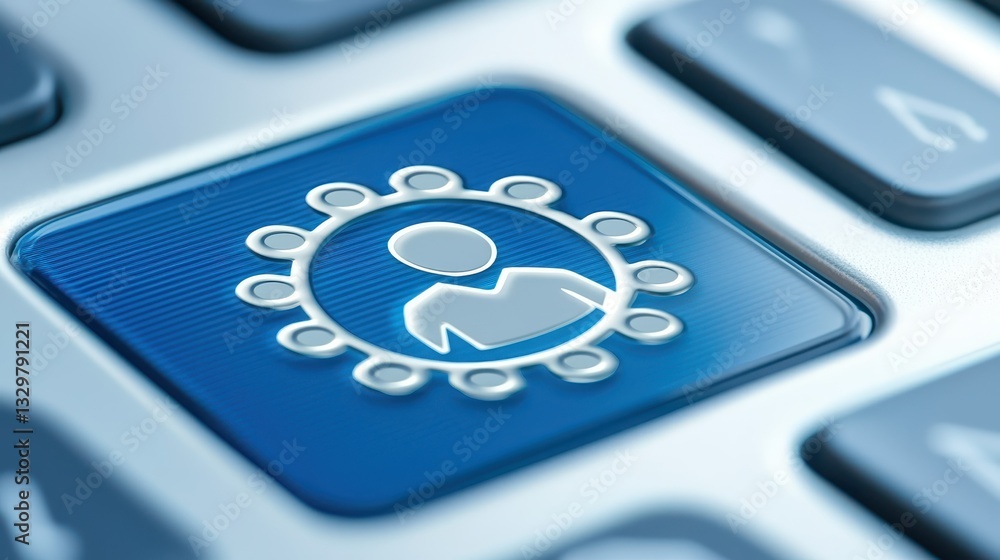 Poster blue button keyboard, enhance accessibility and productivity with seamless typing experience