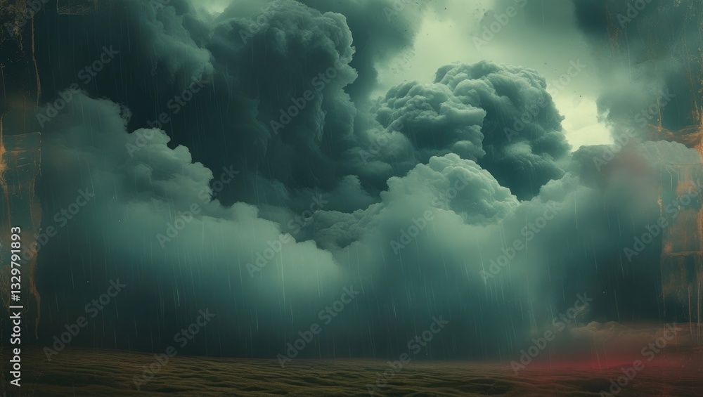 Canvas Prints dark and foreboding clouds were releasing rain, casting a gloomy and ominous look on the sky. the at
