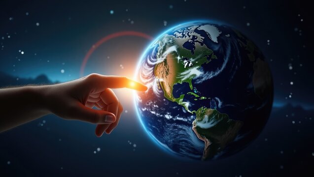 Touching the Earth with a finger