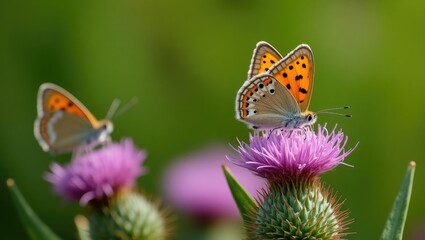 White-letter Hairstreak perched on Creeping Thistle