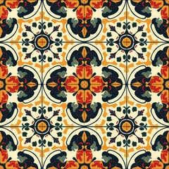 Colorful tile pattern with a flower design