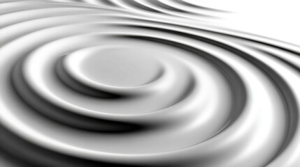 Abstract white circular waves with smooth flowing pattern in minimalist design.