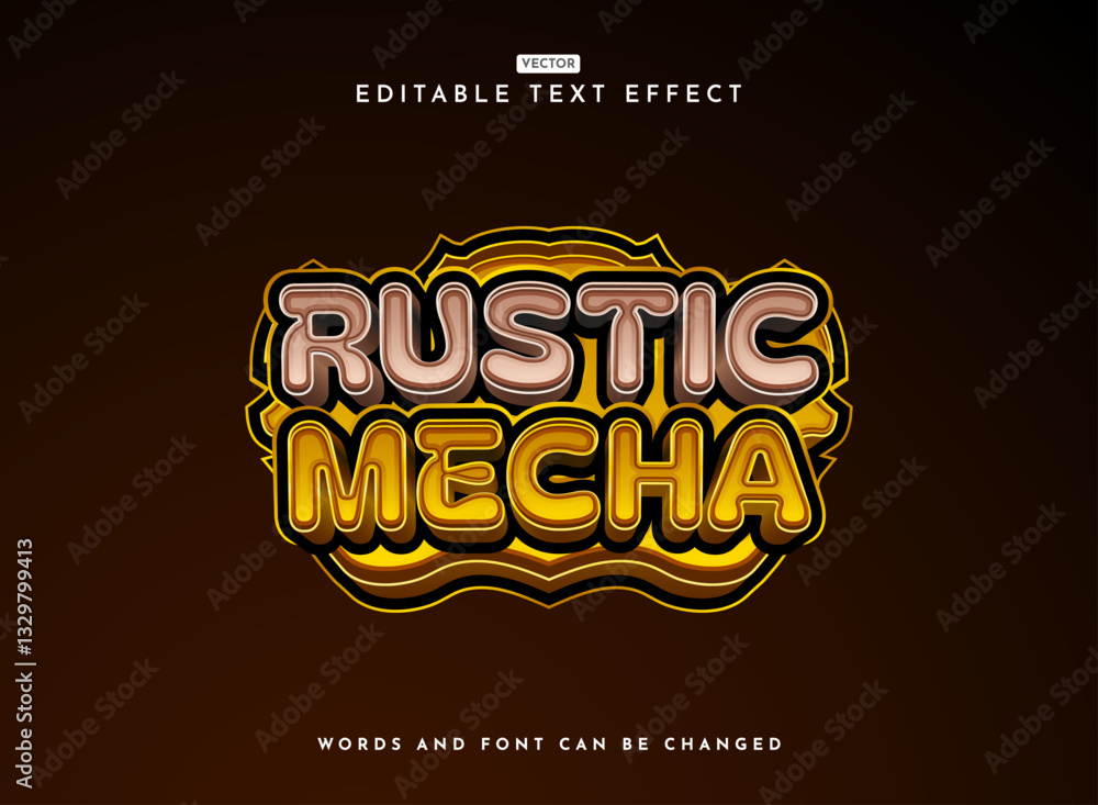 Poster funny modern rustic mecha robot tech 3d bold game logo text effect