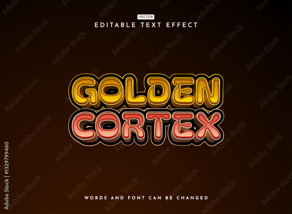 Poster funny bold modern 3d golden cortex robot game logo text effect