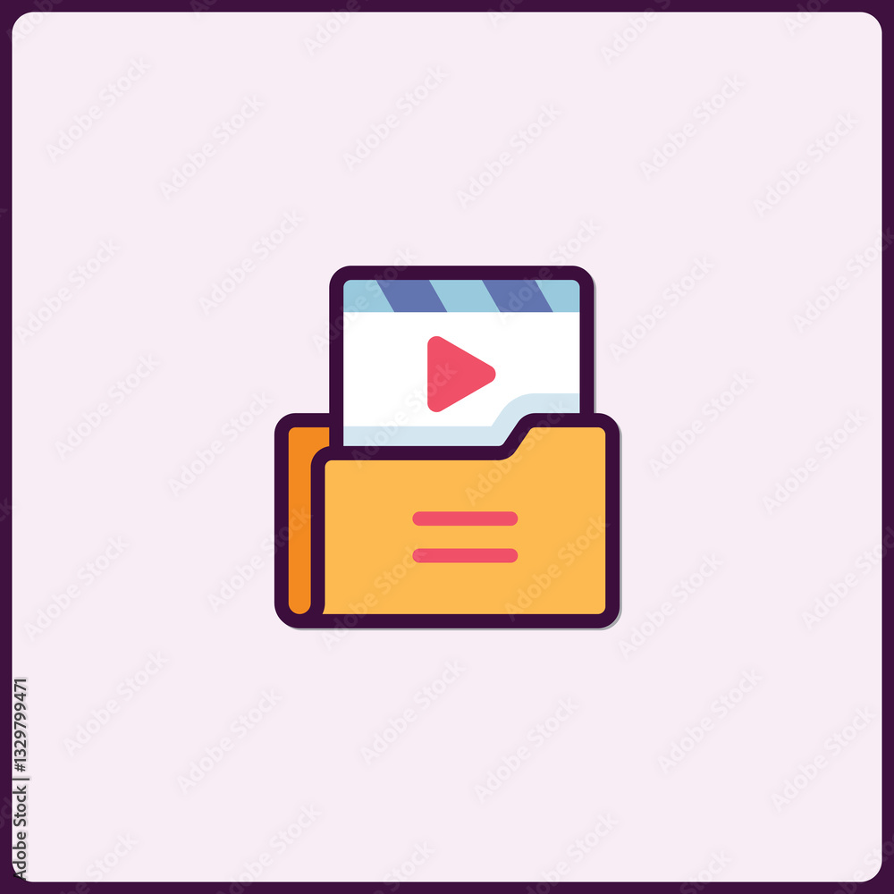 Poster minimalist video file icon: represents media storage and playback functionality