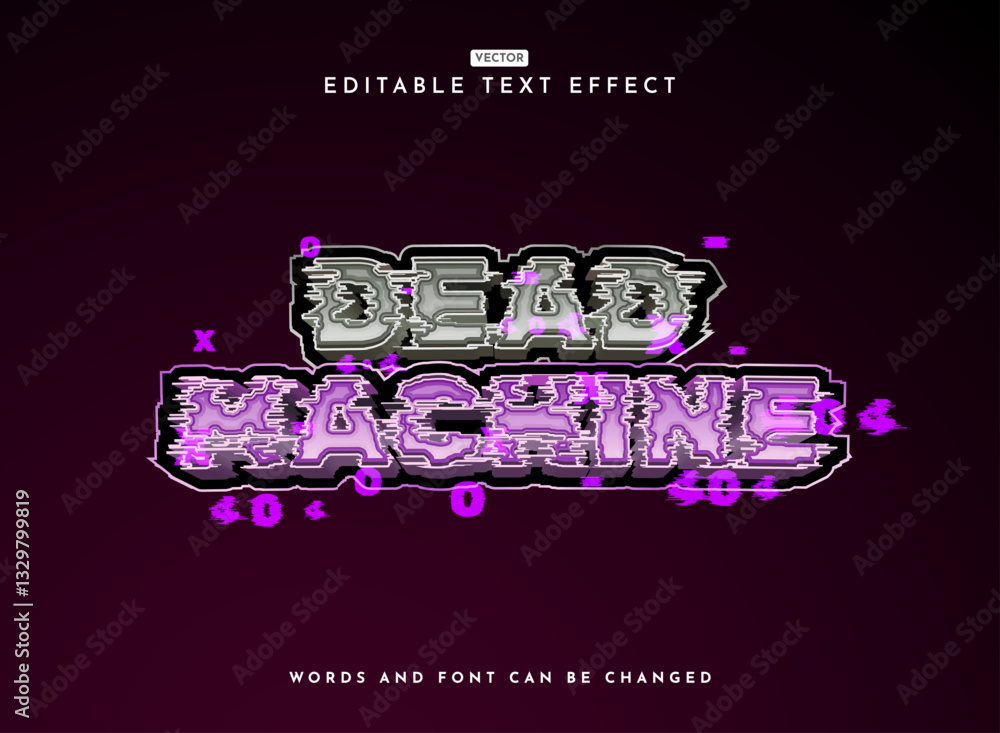 Poster modern 3d rough error dead machine game logo text effect glitch