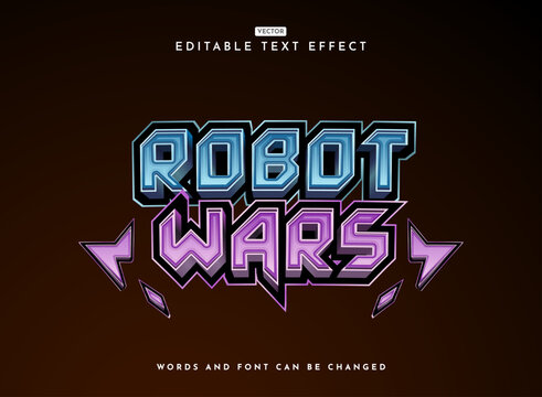 modern 3d futuristic robot wars game logo style text effect