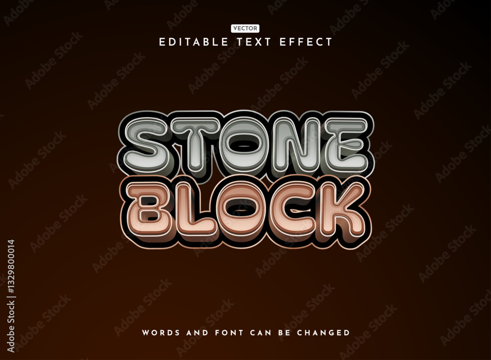 Poster modern 3d fancy stone block game logo text effect