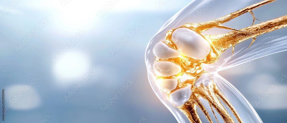 Poster futuristic nerve depiction with glowing synapses symbolizing innovation and connectivity.