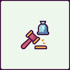 Aesthetic vector design showcasing justice system with gavel and bag icon