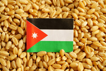 Jordan flag on grain wheat, trade export and economy concept.