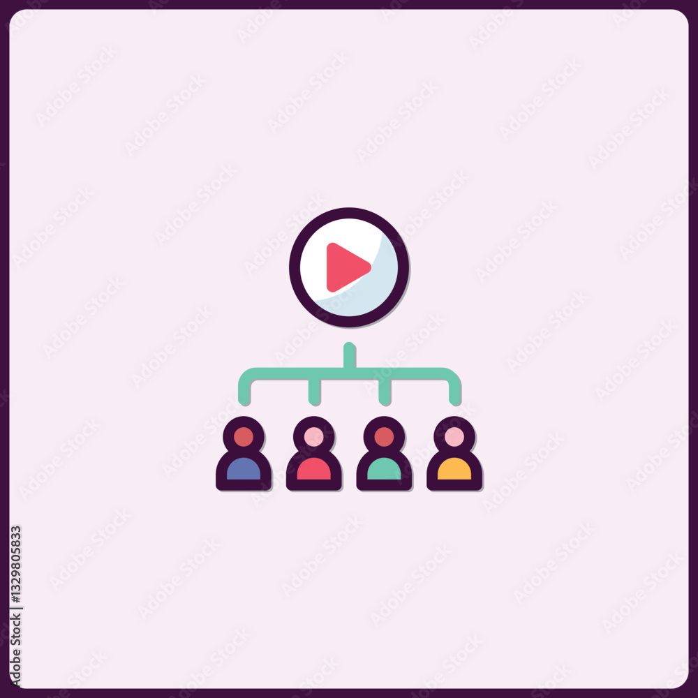 Poster conceptual team dynamics illustrating virtual connection hierarchy icon