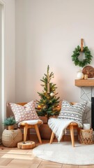  Cozy and Warm Nordic Christmas Corner with Wooden Elements and Simple Holiday Decor