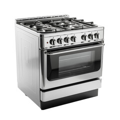 Gas stove with oven gray black home appliances kitchen cooking baking food object isolated on transparent background png