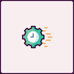Animated gear clock icon symbolizing operational efficiency and workflow automation