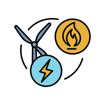 Power-to-Gas color flat icon. Sign for web page, mobile app,