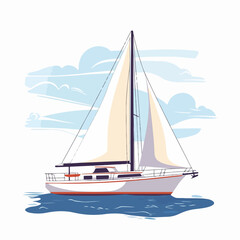 Fototapeta premium Illustration of a sailing yacht. Sailboat.