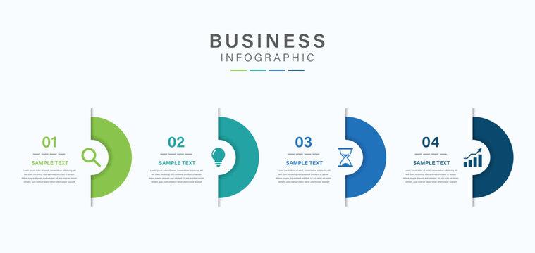 Four steps business infographics template vector.