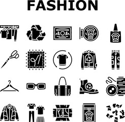 thrift driven fashion sustainable icons set vector