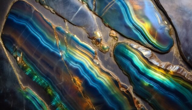 Stunning labradorite stone surface with iridescent flashes of blue, green, and gold colors. Abstract labradorite surface background