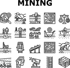 Fototapeta premium mining engineer geology icons set vector