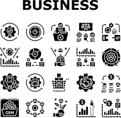 business process efficiency icons set vector
