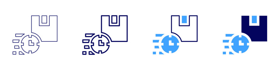 Bulk delivery​ icon in 4 different styles. Thin Line, Line, Bold Line, Duotone. Duotone style. Editable stroke