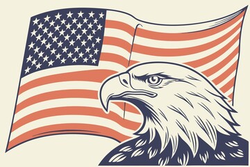 american flag with eagle