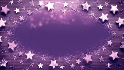 Fancy border frame of stars and glitter sparkle confetti background with copy space	
