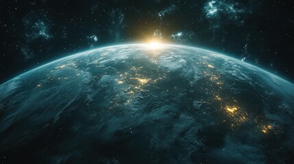 Obraz premium Earthrise: A Stunning View of Our Planet from Space at Sunrise