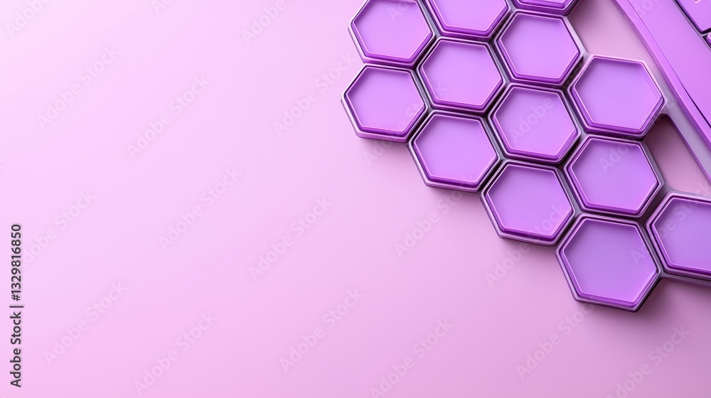 Poster purple hexagonal shapes create a modern abstract pattern against a smooth backdrop.