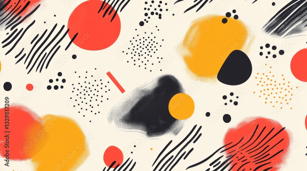 Poster abstract colorful geometric pattern with brush strokes