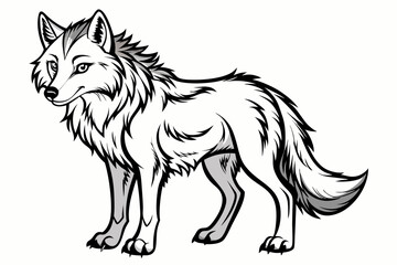 coloring page line art the wolf vector
