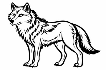 coloring page line art the wolf vector