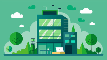 By analyzing data on noise pollution and air quality a team of architects creates a green office building with soundproofing and air filtration systems to provide a healthy and. Vector illustration