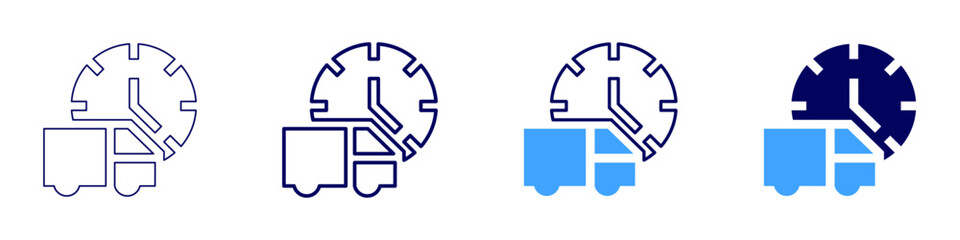 Omnichannel delivery​ icon in 4 different styles. Thin Line, Line, Bold Line, Duotone. Duotone style. Editable stroke
