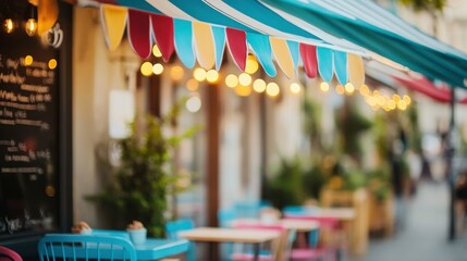 Colorful Urban Cafè in Vibrant Daylight