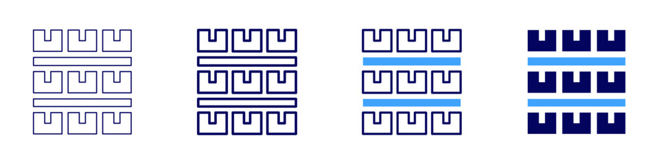 Pallet delivery​ icon in 4 different styles. Thin Line, Line, Bold Line, Duotone. Duotone style. Editable stroke